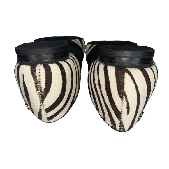 IMAN calf hair zebra print size 6.5M flats brown and beige glittery side… - Picture 8 of 14